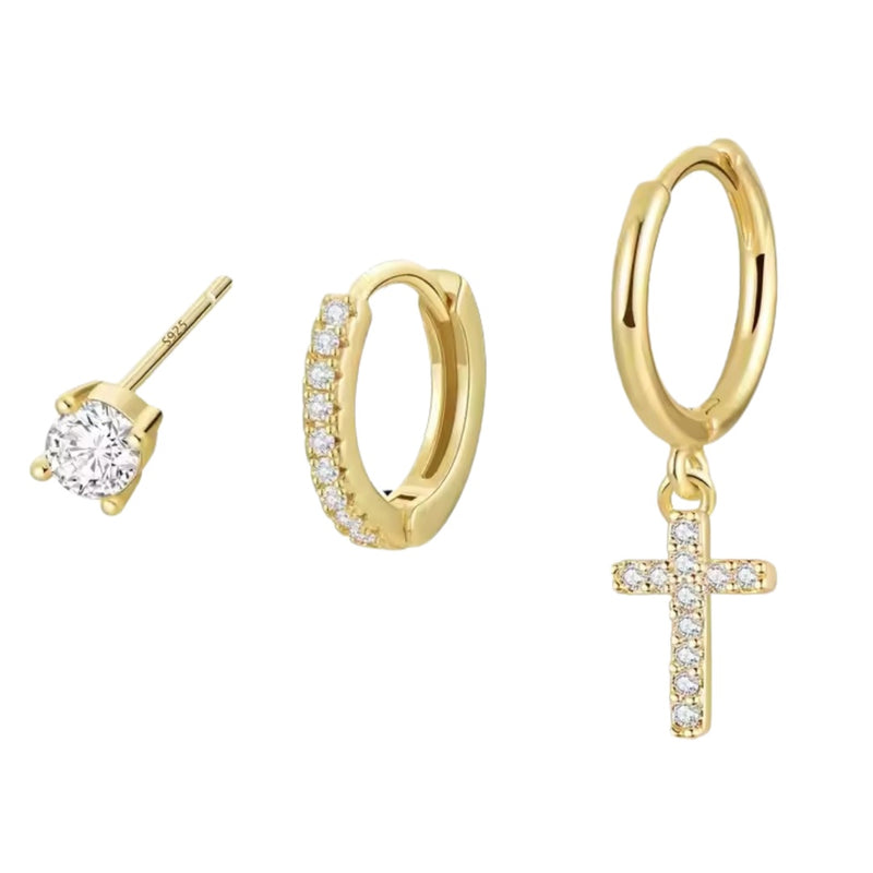 3 piece diamond gold set