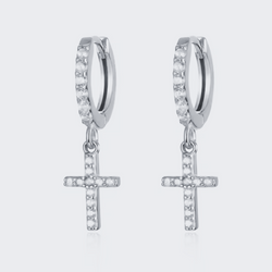Double Diamond Cross Earrings