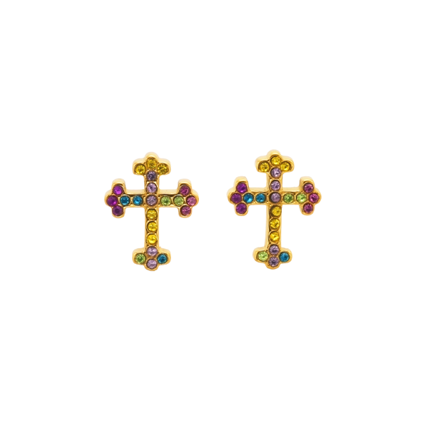 Colorful Cross Studs