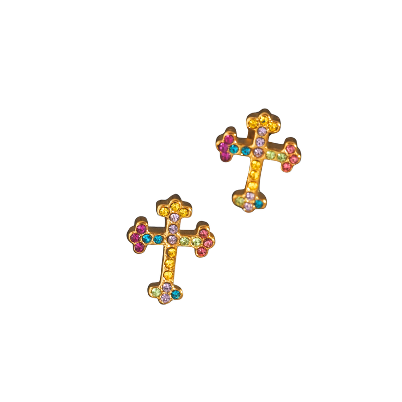 Colorful Cross Studs