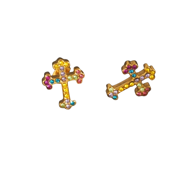 Colorful Cross Studs