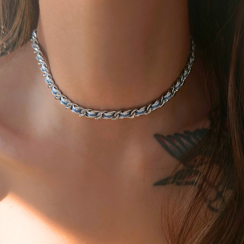 Denim Chain Choker