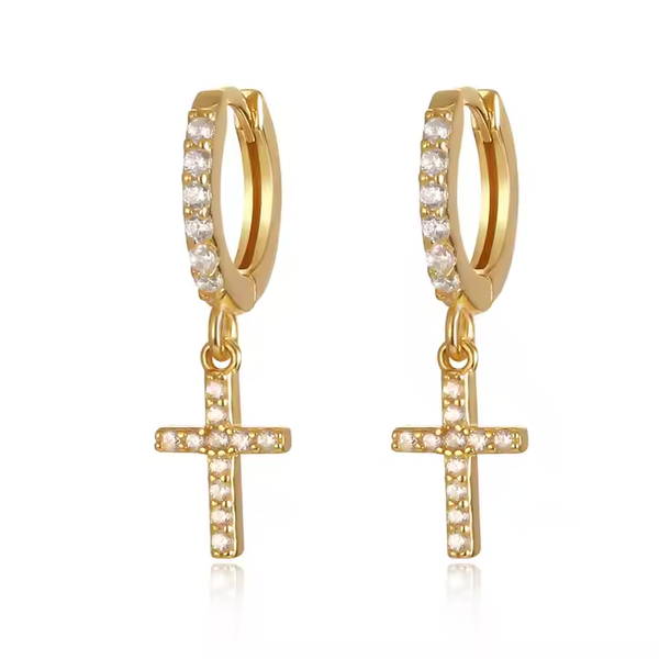 Double Diamond Cross Earrings