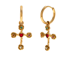 Ruby Cross Earrings