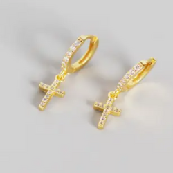 Double Diamond Cross Earrings