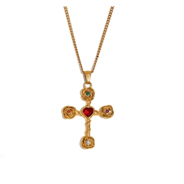 Rose Cross Necklace