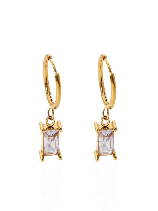 Diamond Huggie Earrings (White)