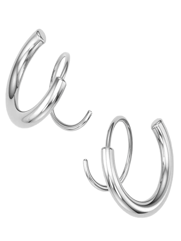 Spiral Hoop Earrings (Silver)